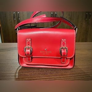 Kate Spade small crossbody messenger bag red leather
